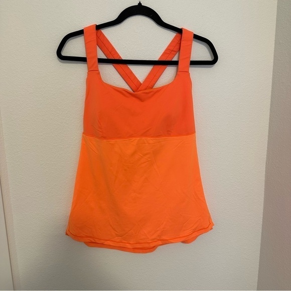 Lululemon Track And Train Tank Top Side Slits Pizzaz Orange Size 8 Medium Women - Picture 3 of 11
